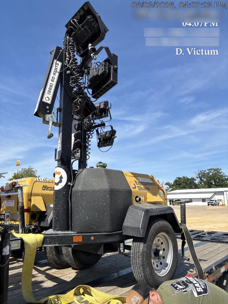 2022 Allmand NLV3GR (4) LED Light Fixture 350W, 23' Vertical Mast, 3kW Prime, Towable, Deep Sea L401, Leveling Jacks, Yanmar T4F 5.8hp