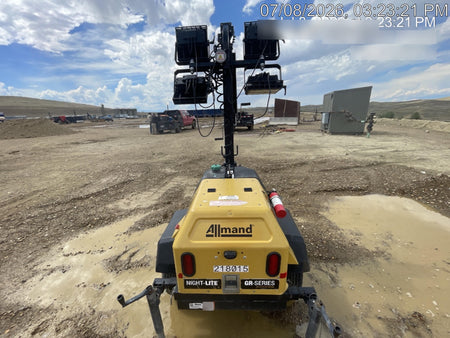 2022 Allmand NLV3GR (4) LED Light Fixture 350W, 23' Vertical Mast, 3kW Prime, Towable, Deep Sea L401, Leveling Jacks, Yanmar T4F 5.8hp