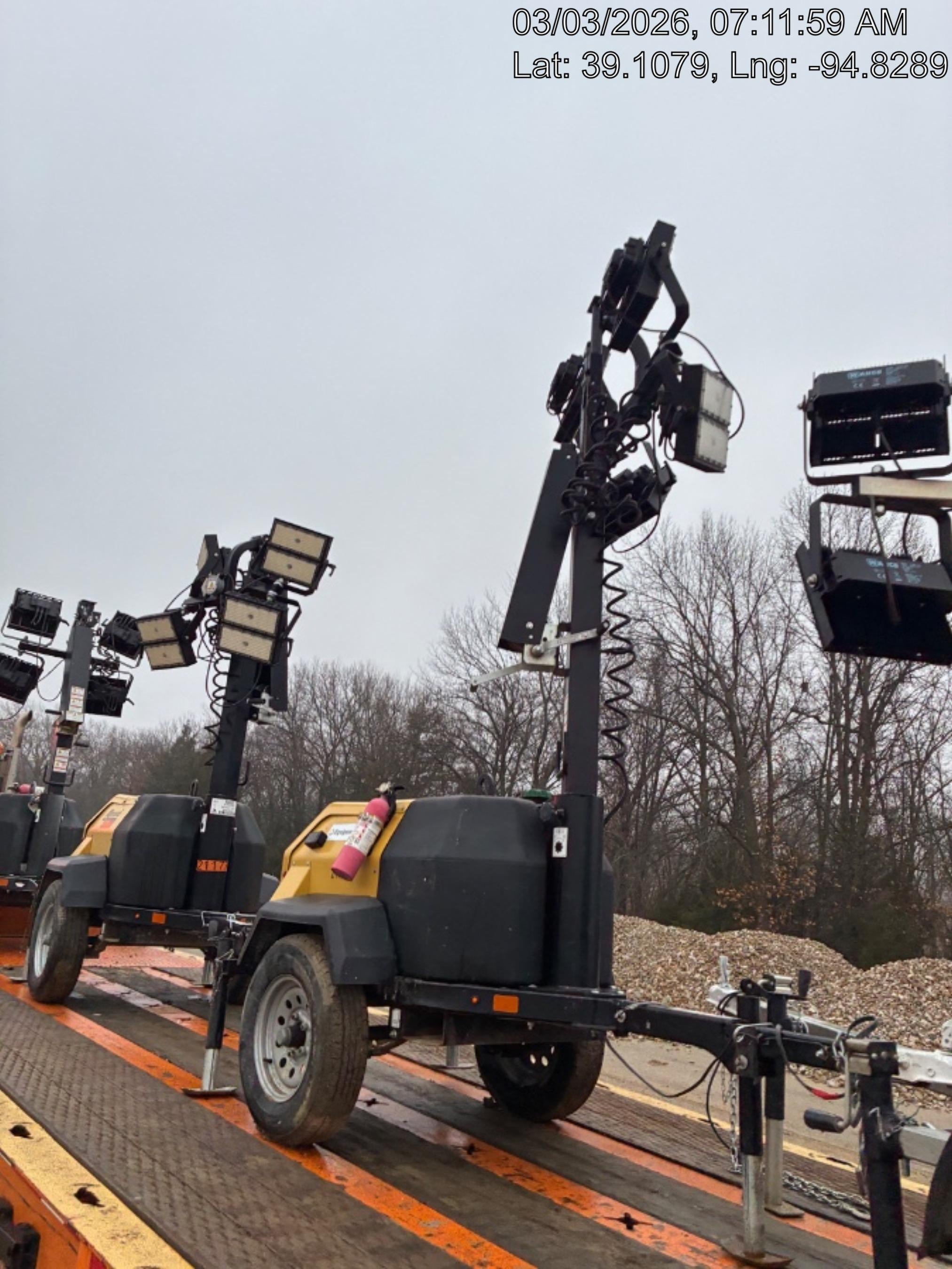 2022 Allmand NLV3GR (4) LED Light Fixture 350W, 23' Vertical Mast, 3kW Prime, Towable, Deep Sea L401, Leveling Jacks, Yanmar T4F 5.8hp