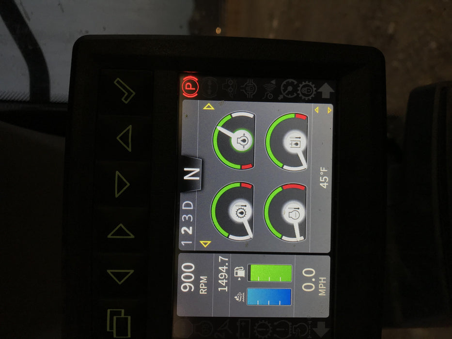 2019 John Deere 524L Cab/Heat/AIR, 3rd Function Hydraulics, Hydraulic JRB QC 2.75 Yd. Bucket, 60" Carriage/72" Forks