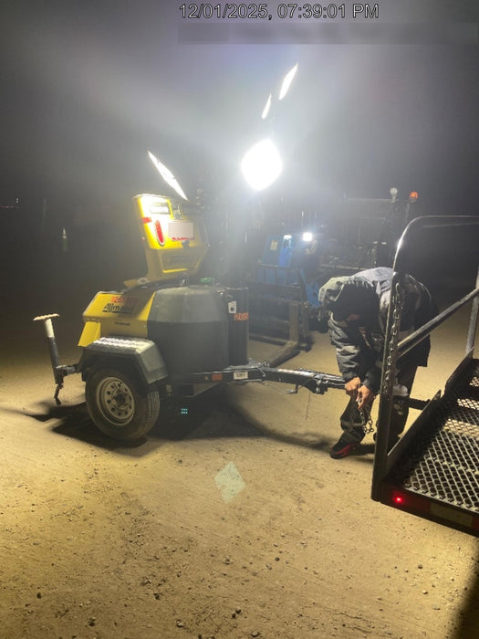 2022 Allmand NLV3GR (4) LED Light Fixture 350W, 23' Vertical Mast, 3kW Prime, Towable, ES Decals, T3