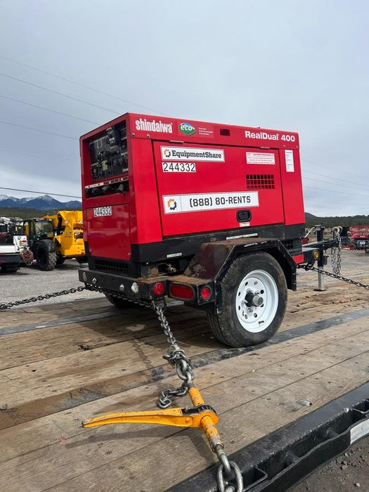 2022 Shindaiwa DGW400MDL Kubota D902 Engine, 23 HP, Dual Op Welder, Wire, Arc, Droop Stick, Tig, and CC Stick Functionality, Simulphase, 3 Phase and 1 Phase Gen Output, Single Axle NB Trlr, Slr Trckl Chrg 12V 12W, Fire Ext