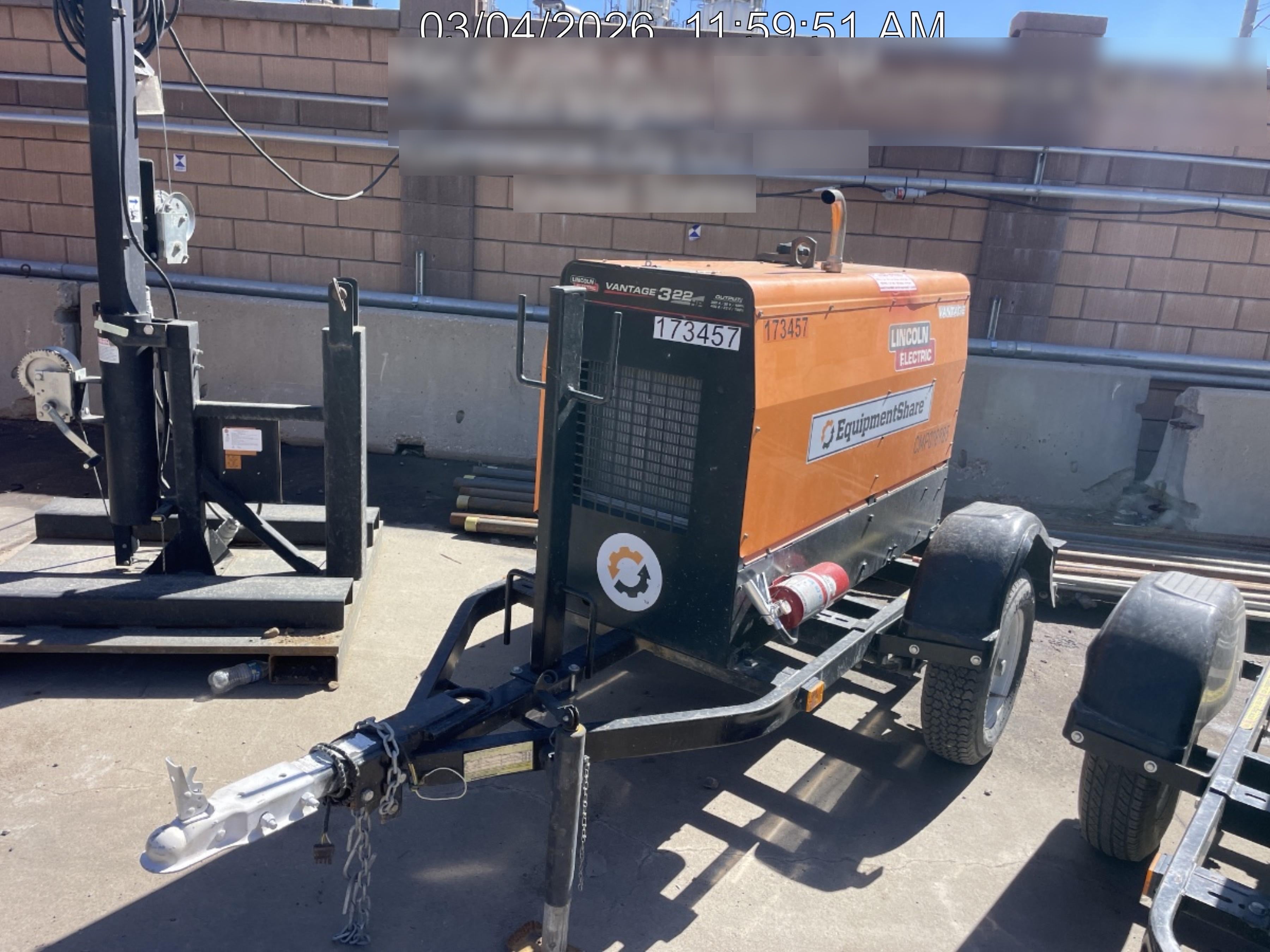 2021 Lincoln Electric Vantage 322 Vantage 322 Ready Pak 3 w/ Decals, ORANGE (includes trailer, cable rack, fender light kit) NO Telematics
