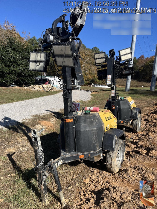 2022 Allmand NLV3GR (4) LED Light Fixture 350W, 23' Vertical Mast, 3kW Prime, Towable