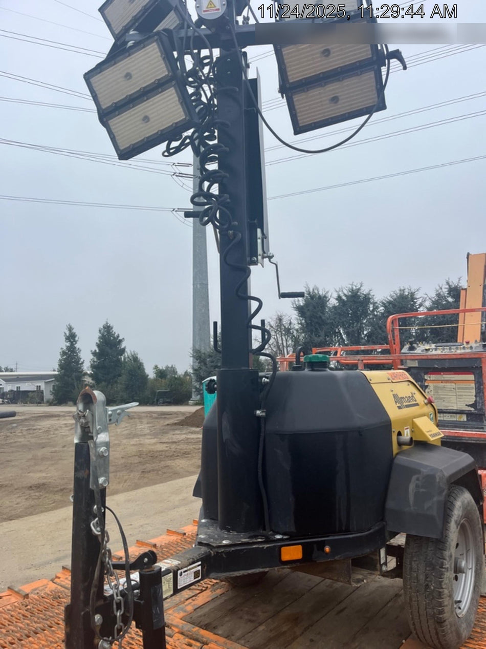 2022 Allmand NLV3GR (4) LED Light Fixture 350W, 23' Vertical Mast, 3kW Prime, Towable, ES Decals, T3