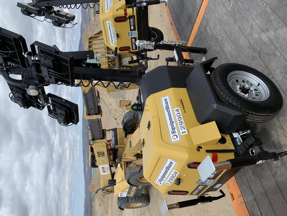 2021 Allmand NLV3GR (4) LED Light Fixture 350W, 23' Vertical Mast, 3kW Prime, Towable, Deep Sea L401, Leveling Jacks, Yanmar T4F 5.8hp