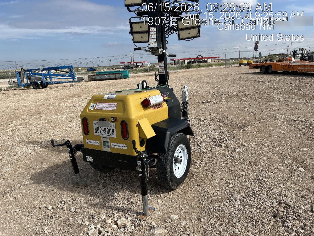 Allmand NLV3GR (4) LED Light Fixture 350W, 23' Vertical Mast, 3kW Prime, Towable, Deep Sea L401, Leveling Jacks, Yanmar T4F 5.8hp