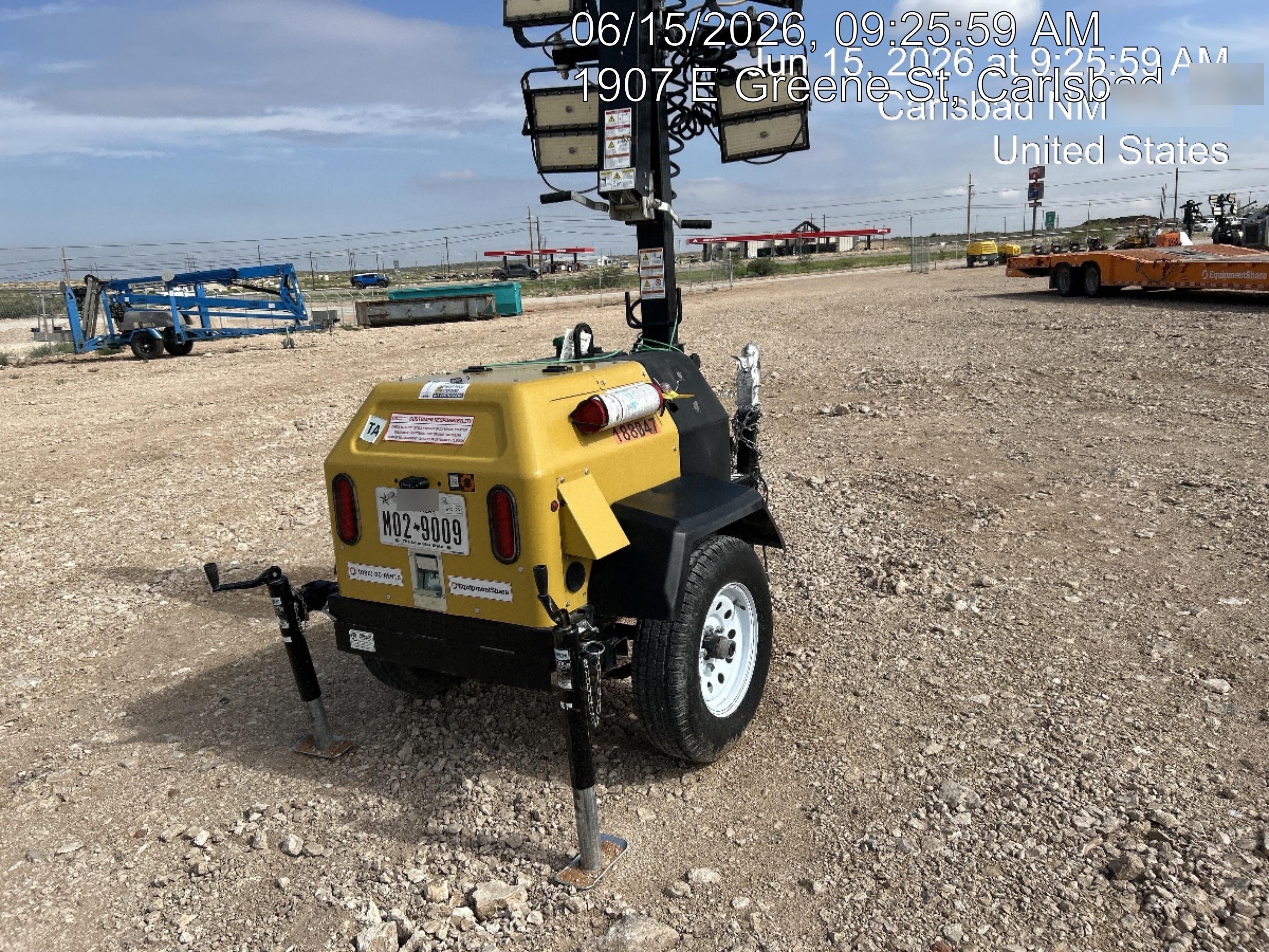 Allmand NLV3GR (4) LED Light Fixture 350W, 23' Vertical Mast, 3kW Prime, Towable, Deep Sea L401, Leveling Jacks, Yanmar T4F 5.8hp