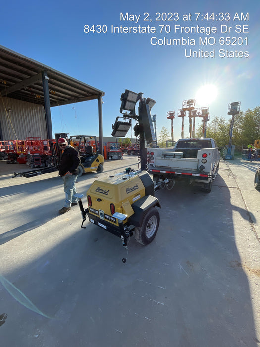 2022 Allmand NLV3GR (4) LED Light Fixture 350W, 23' Vertical Mast, 3kW Prime, Towable, ES Decals, T3