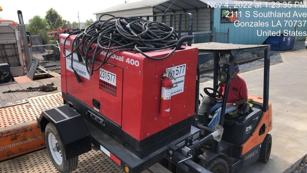2022 Shindaiwa DGW400MDL Kubota D902 Engine, 23 HP, Dual Op Welder, Wire, Arc, Droop Stick, Tig, and CC Stick Functionality, Simulphase, 3 Phase and 1 Phase Gen Output, Single Axle NB Trlr, Slr Trckl Chrg 12V 12W, Fire Ext