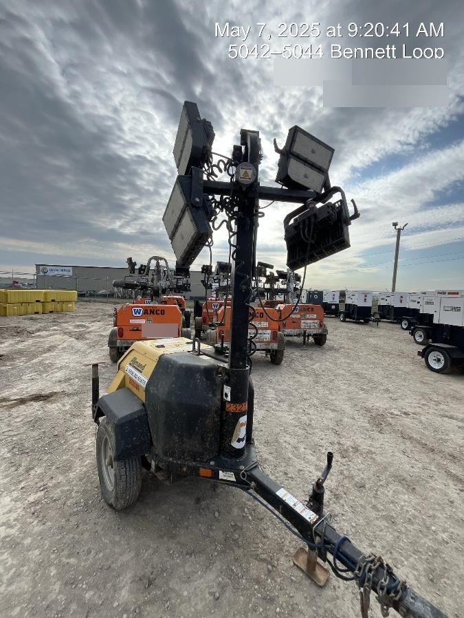 2022 Allmand NLV3GR (4) LED Light Fixture 350W, 23' Vertical Mast, 3kW Prime, Towable, Deep Sea L401, Leveling Jacks, Yanmar T4F 5.8hp