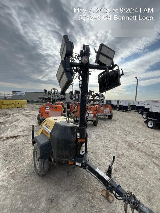 2022 Allmand NLV3GR (4) LED Light Fixture 350W, 23' Vertical Mast, 3kW Prime, Towable, Deep Sea L401, Leveling Jacks, Yanmar T4F 5.8hp