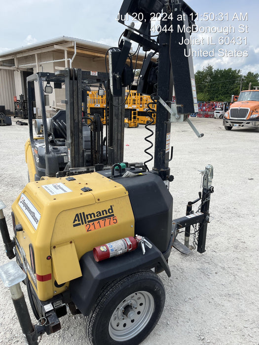 2022 Allmand NLV3GR (4) LED Light Fixture 350W, 23' Vertical Mast, 3kW Prime, Towable, Deep Sea L401, Leveling Jacks, Yanmar T4F 5.8hp