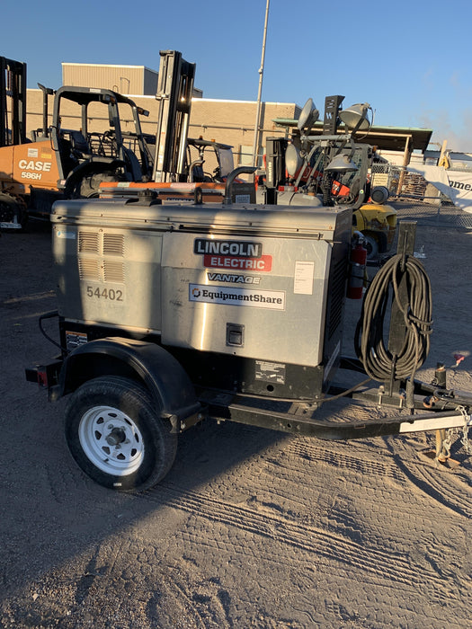 2019 Lincoln Electric Vantage 322 Welder Ready-Pak 3, Two wheel trailer, Fender and Light kit, Cable Rack