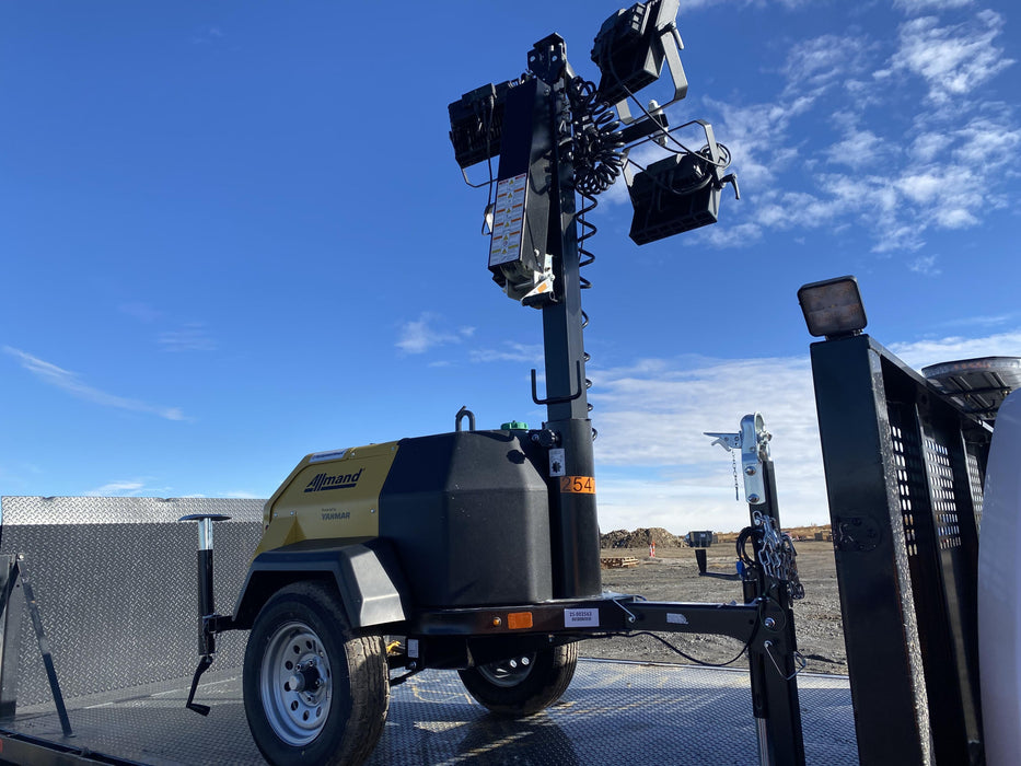 2022 Allmand NLV3GR (4) LED Light Fixture 350W, 23' Vertical Mast, 3kW Prime, Towable, ES Decals, T3