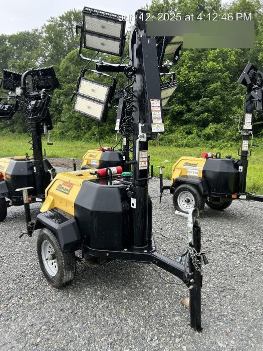 2022 Allmand NLV3GR (4) LED Light Fixture 350W, 23' Vertical Mast, 3kW Prime, Towable, Deep Sea L401, Leveling Jacks, Yanmar T4F 5.8hp