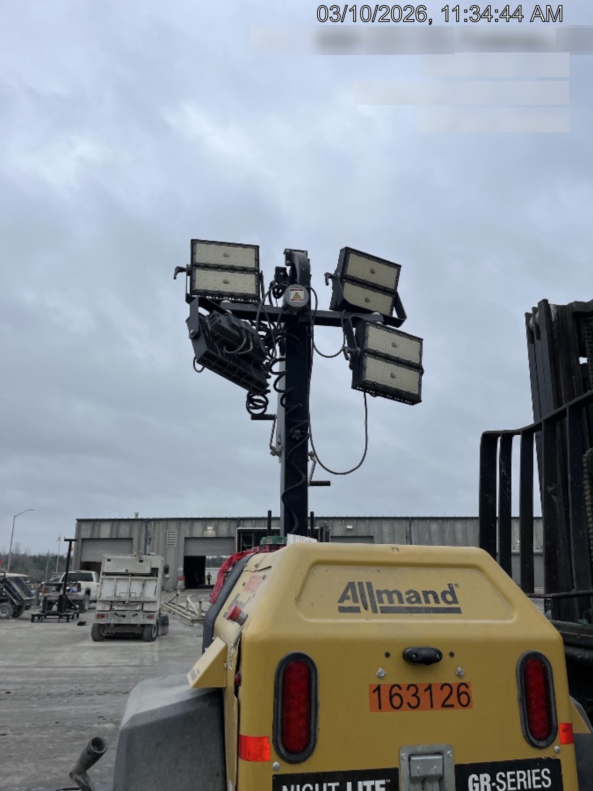 2021 Allmand NLV3GR (4) LED Light Fixture 350W, 23' Vertical Mast, 3kW Prime, Towable, Deep Sea L401, Leveling Jacks, Yanmar T4F 5.8hp