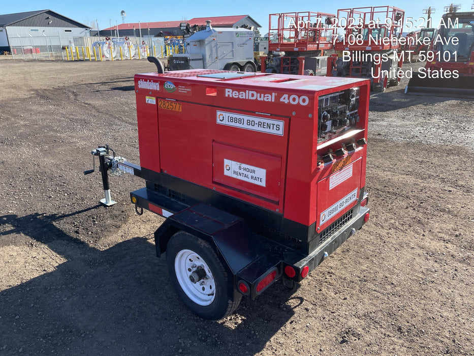 2022 Shindaiwa DGW400MDL Kubota D902 Engine, 23 HP, Dual Op Welder, Wire, Arc, Droop Stick, Tig, and CC Stick Functionality, Simulphase, 3 Phase and 1 Phase Gen Output, Single Axle NB Trlr, Slr Trckl Chrg 12V 12W, Fire Ext