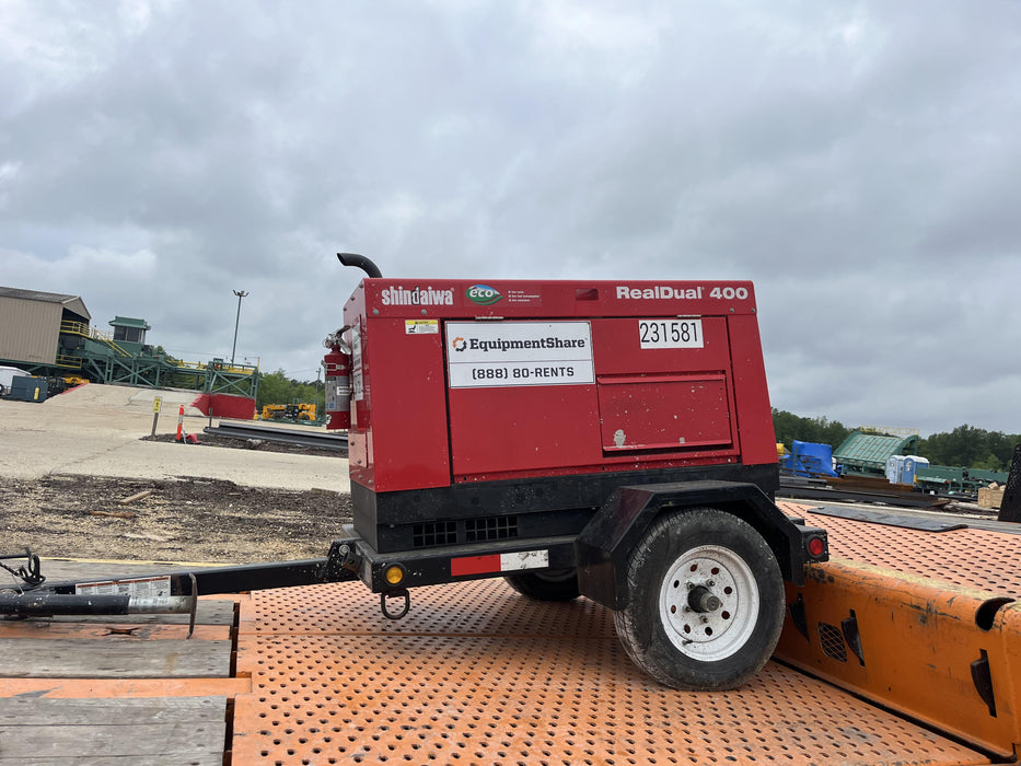 2022 Shindaiwa DGW400MDL Kubota D902 Engine, 23 HP, Dual Op Welder, Wire, Arc, Droop Stick, Tig, and CC Stick Functionality, Simulphase, 3 Phase and 1 Phase Gen Output, Single Axle NB Trlr, Slr Trckl Chrg 12V 12W, Fire Ext