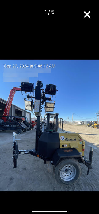 2022 Allmand NLV3GR (4) LED Light Fixture 350W, 23' Vertical Mast, 3kW Prime, Towable, ES Decals, T3