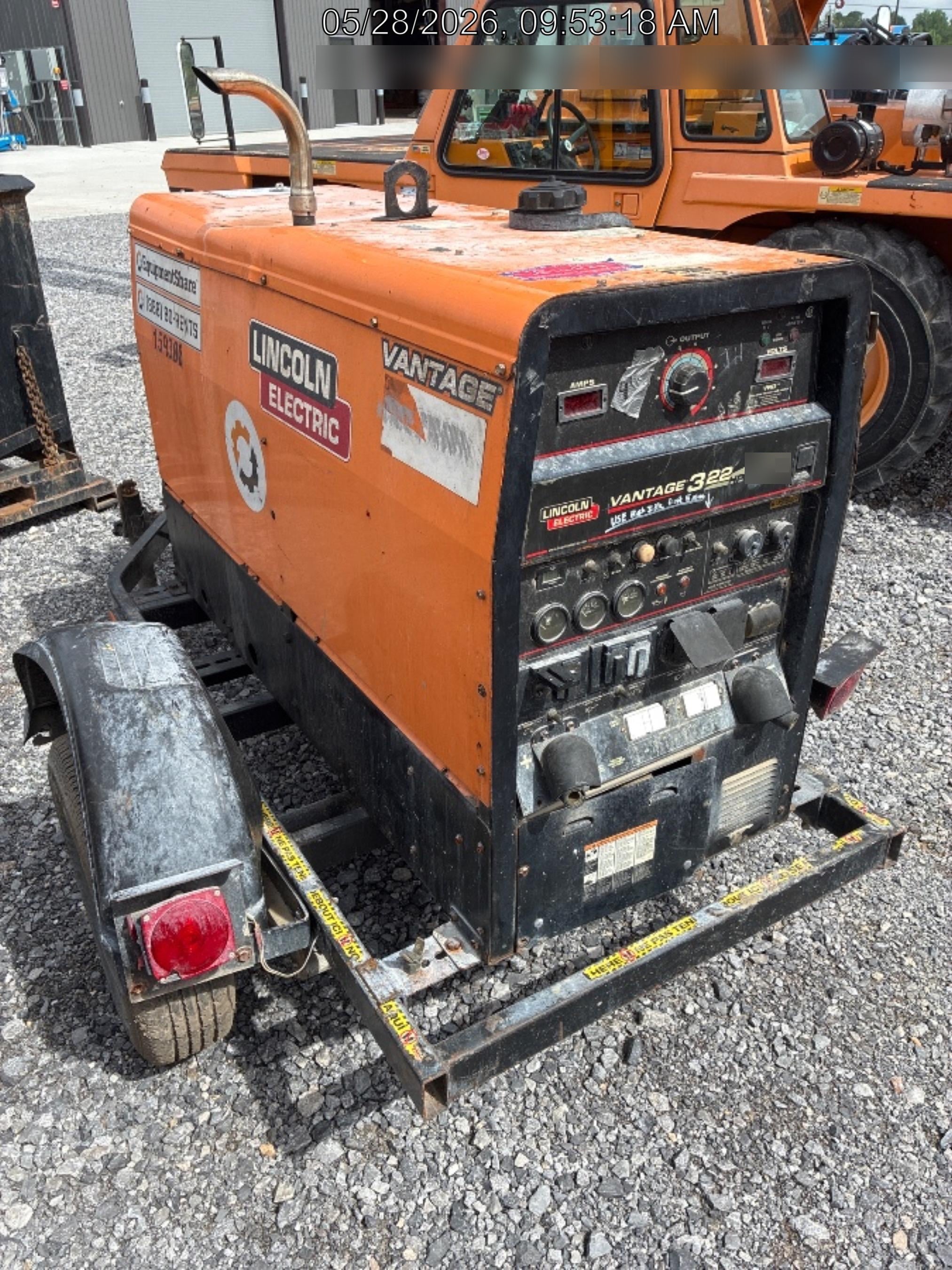 2021 Lincoln Electric Vantage 322 Vantage 322 Ready Pak 3 w/ Decals, ORANGE (includes trailer, cable rack, fender light kit) NO Telematics