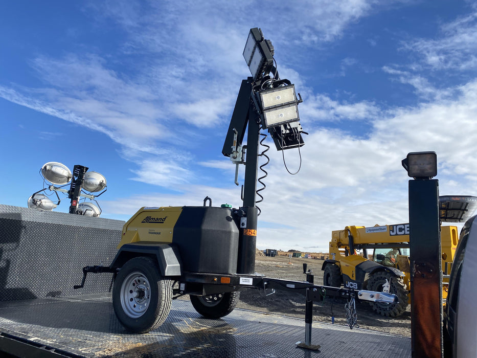 2022 Allmand NLV3GR (4) LED Light Fixture 350W, 23' Vertical Mast, 3kW Prime, Towable, ES Decals, T3