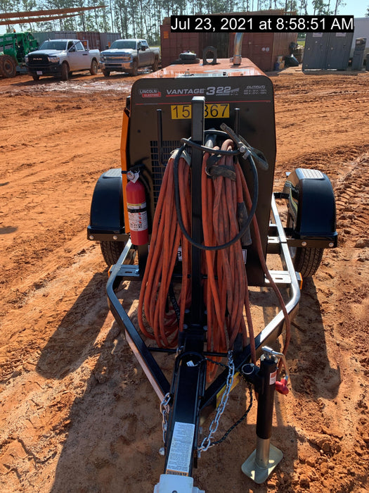 2021 Lincoln Electric Vantage 322 Vantage 322 Ready Pak 3 w/ Telematics & Decals, ORANGE (includes trailer, cable rack, fender light kit)