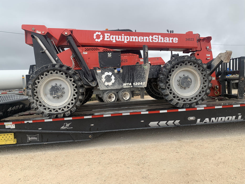 2019 Manitou MTA12042 Cab/Heat/Air, 120 HP, Solid Tires, Work Lights, Lift Hook, Auxiliary Hydraulics 66" Carriage and 60" Forks