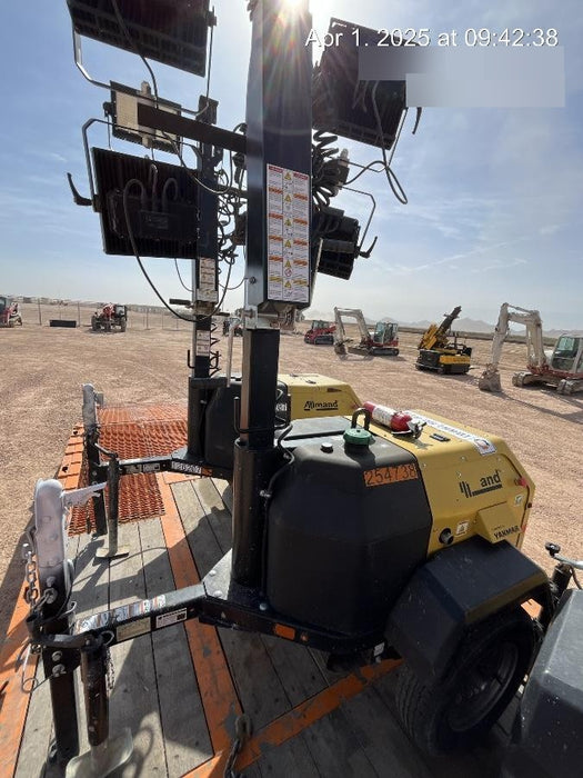 2022 Allmand NLV3GR (4) LED Light Fixture 350W, 23' Vertical Mast, 3kW Prime, Towable, ES Decals, T3