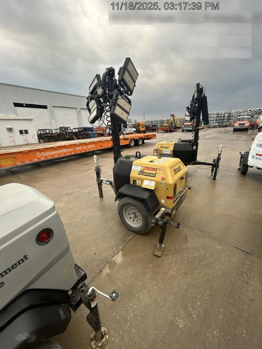 2022 Allmand NLV3GR (4) LED Light Fixture 350W, 23' Vertical Mast, 3kW Prime, Towable, Deep Sea L401, Leveling Jacks, Yanmar T4F 5.8hp