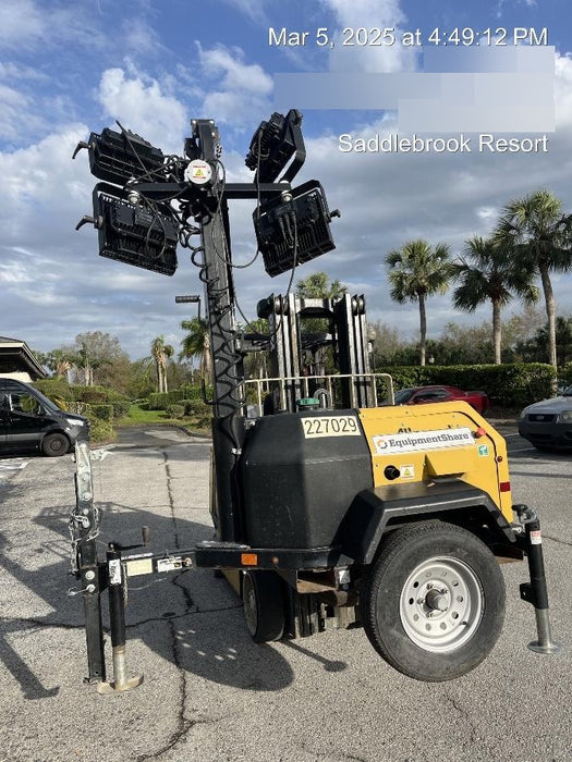 2022 Allmand NLV3GR (4) LED Light Fixture 350W, 23' Vertical Mast, 3kW Prime, Towable, Deep Sea L401, Leveling Jacks, Yanmar T4F 5.8hp