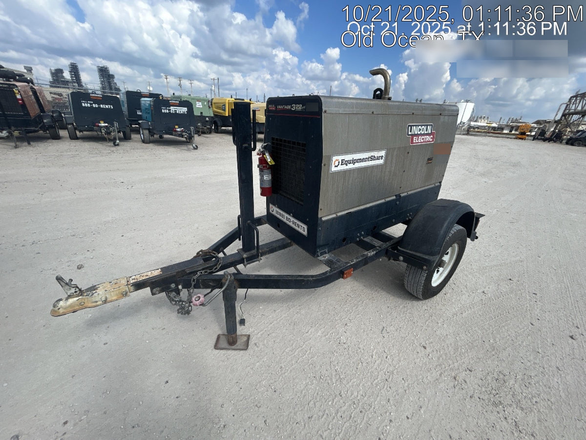 2019 Lincoln Electric Vantage 322 Ready-Pak 3, Two Wheel Trailer, Fender and Light Kit, Cable Rack