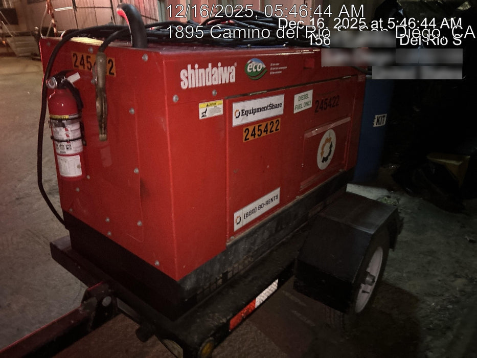 2022 Shindaiwa DGW400MDL Kubota D902 Engine, 23 HP, Dual Op Welder, Wire, Arc, Droop Stick, Tig, and CC Stick Functionality, Simulphase, 3 Phase and 1 Phase Gen Output, Single Axle NB Trlr, Slr Trckl Chrg 12V 12W, Fire Ext
