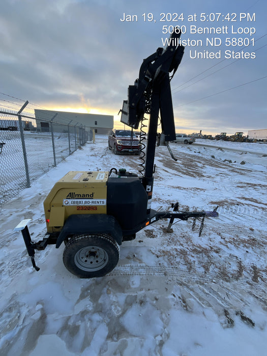 2022 Allmand NLV3GR (4) LED Light Fixture 350W, 23' Vertical Mast, 3kW Prime, Towable, Deep Sea L401, Leveling Jacks, Yanmar T4F 5.8hp