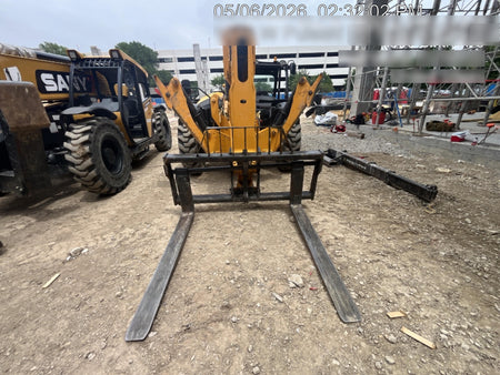 2019 JCB 512-56 74 HP w/Open ROPS, Beacon, Aux Hydraulics, Worklights, Solid Tires w/60" Carriage/Forks