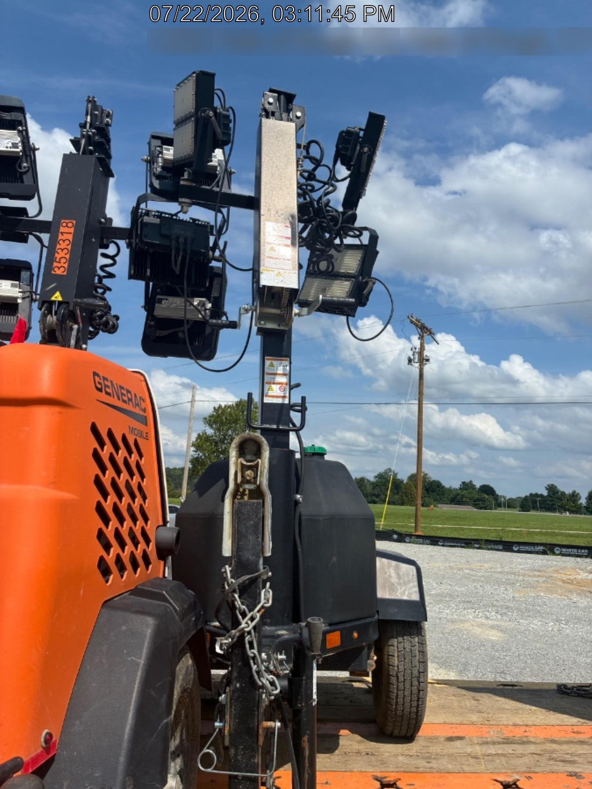 2022 Allmand NLV3GR (4) LED Light Fixture 350W, 23' Vertical Mast, 3kW Prime, Towable, Deep Sea L401, Leveling Jacks, Yanmar T4F 5.8hp
