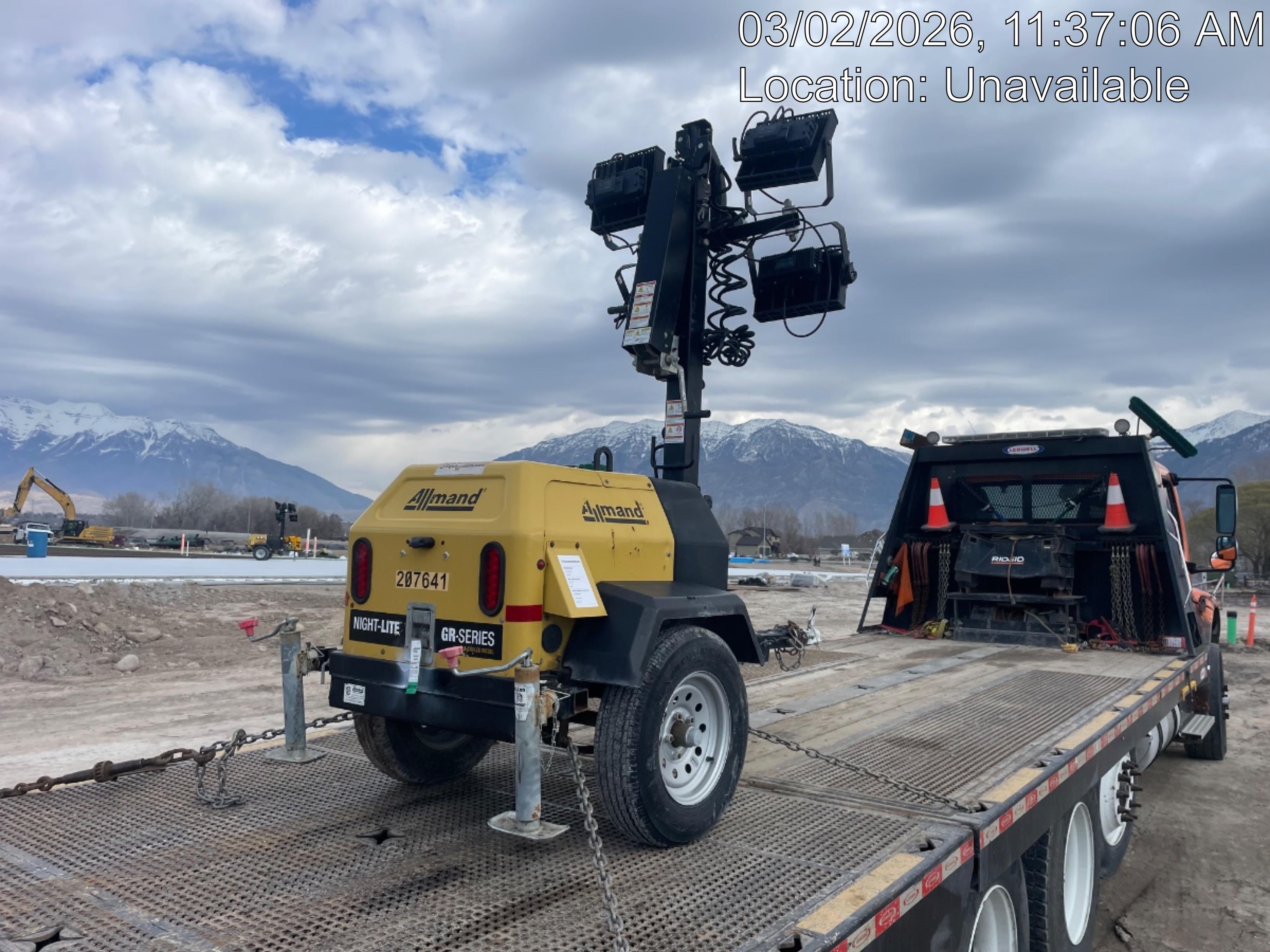 2022 Allmand NLV3GR (4) LED Light Fixture 350W, 23' Vertical Mast, 3kW Prime, Towable, Deep Sea L401, Leveling Jacks, Yanmar T4F 5.8hp