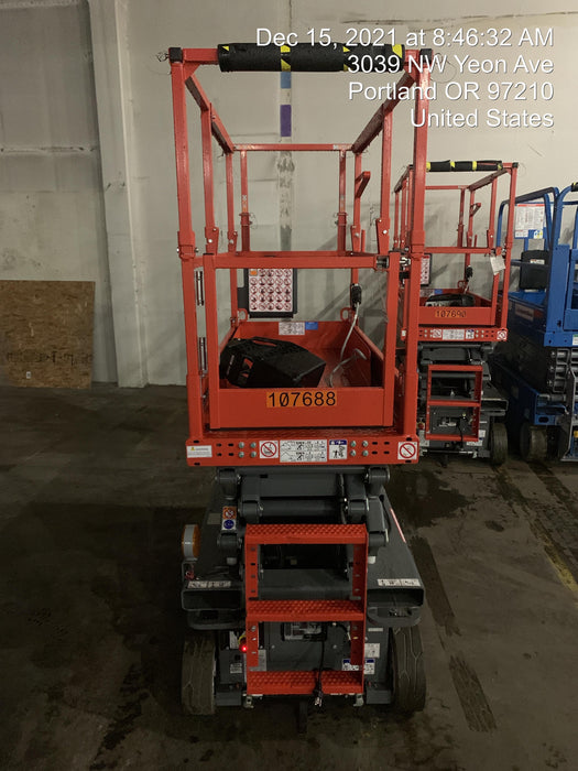 2020 Skyjack SJIII-3219 Solid NM Tires, Half height spring hinged entry gate, Dual Beacons, 800W Inverter