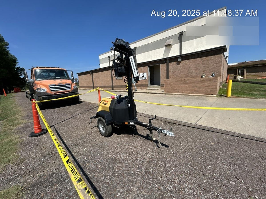 2022 Allmand NLV3GR (4) LED Light Fixture 350W, 23' Vertical Mast, 3kW Prime, Towable, Deep Sea L401, Leveling Jacks, Yanmar T4F 5.8hp