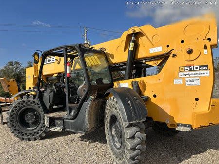 2019 JCB 510-56 Open ROPS, 74 HP, Solid Tires, Worklights, Beacon, Aux Hydraulics, Lifting Eye w/60" Carriage/60" Forks