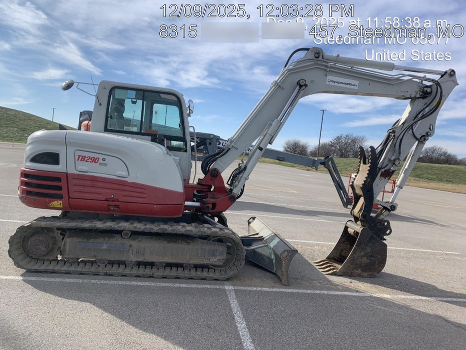 2019 Takeuchi TB290 Takeuchi TB290 Cab/Heat/AC w/Rubber Tracks, Auxiliary Hydraulics, Dozer Blade, Manual QC, 18/24/36" Buckets, Hydraulic Thumb Installed