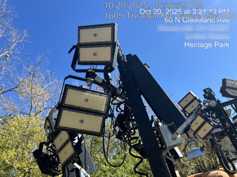 2022 Allmand NLV3GR (4) LED Light Fixture 350W, 23' Vertical Mast, 3kW Prime, Towable, Deep Sea L401, Leveling Jacks, Yanmar T4F 5.8hp