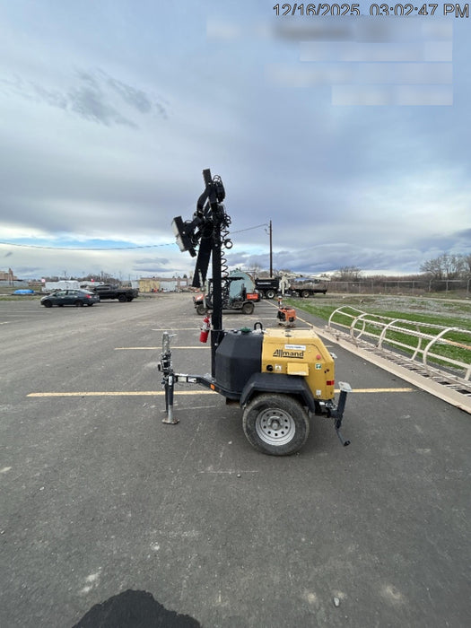 2022 Allmand NLV3GR (4) LED Light Fixture 350W, 23' Vertical Mast, 3kW Prime, Towable, Deep Sea L401, Leveling Jacks, Yanmar T4F 5.8hp