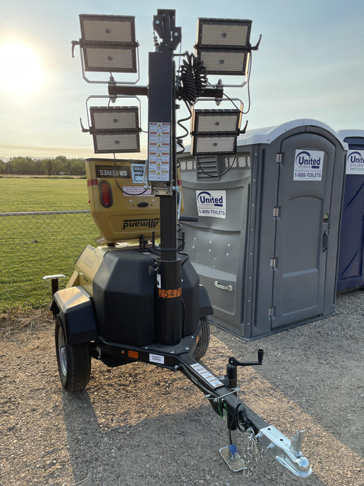 2022 Allmand NLV3GR (4) LED Light Fixture 350W, 23' Vertical Mast, 3kW Prime, Towable, ES Decals, T3