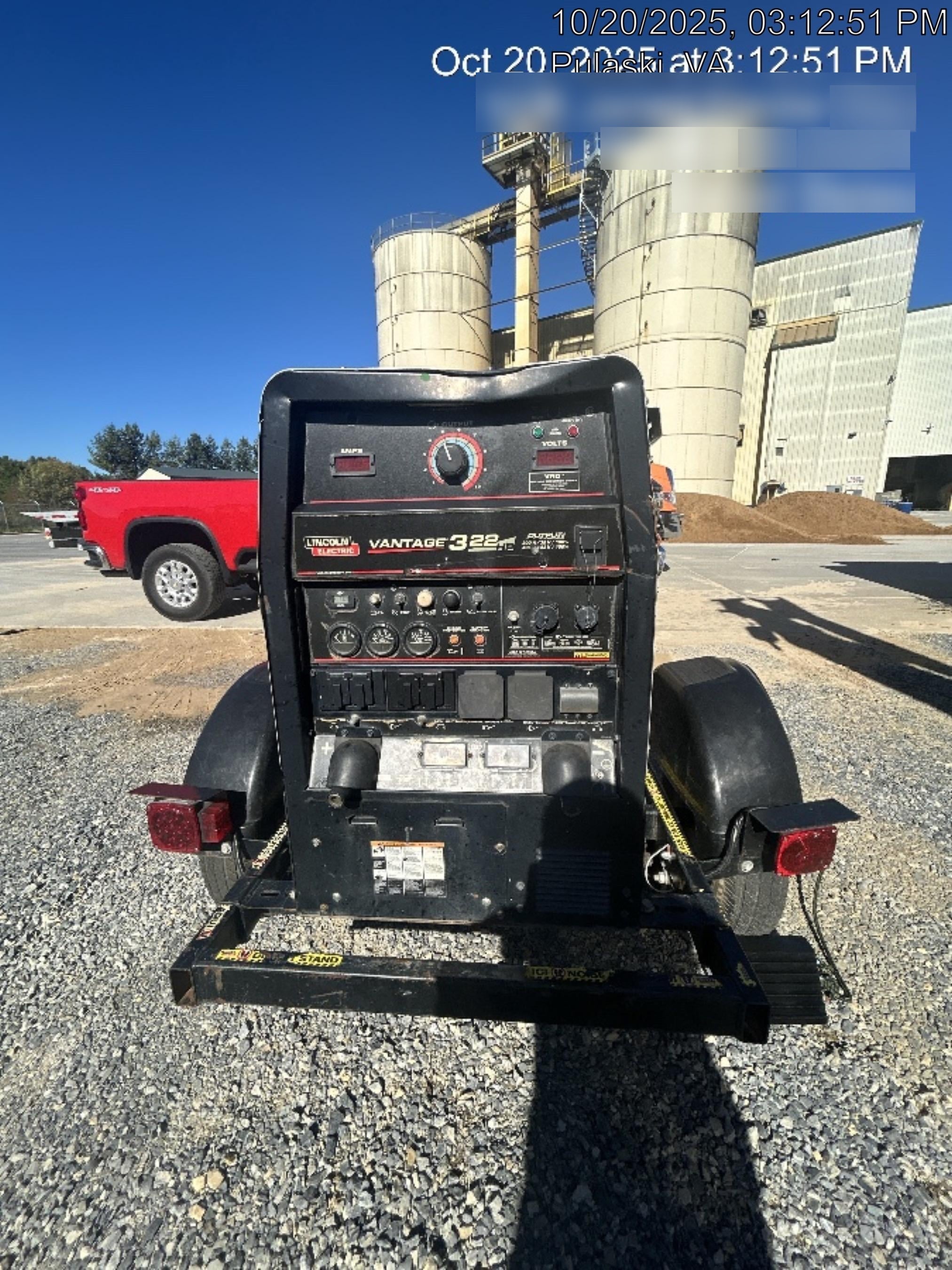 2019 Lincoln Electric Vantage 322 Ready-Pak 3, Two Wheel Trailer, Fender and Light Kit, Cable Rack