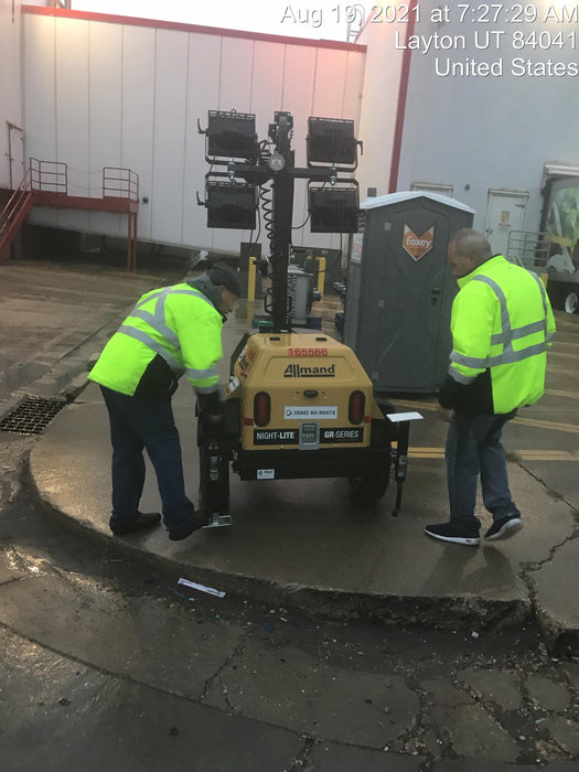 2021 Allmand NLV3GR (4) LED Light Fixture 350W, 23' Vertical Mast, 3kW Prime, Towable, Deep Sea L401, Leveling Jacks, Yanmar T4F 5.8hp