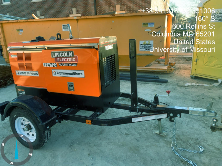 2021 Lincoln Electric Vantage 322 Vantage 322 Ready Pak 3 w/ Decals, ORANGE (includes trailer, cable rack, fender light kit) NO Telematics