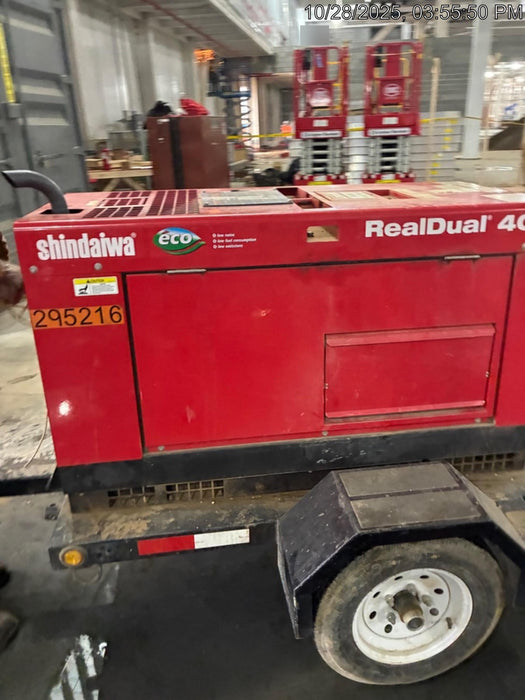 2023 Shindaiwa DGW400MDL Kubota D902 Engine, 23 HP, Dual Op Welder, Wire, Arc, Droop Stick, Tig, and CC Stick Functionality, Simulphase, 3 Phase and 1 Phase Gen Output, Single Axle NB Trlr, Slr Trckl Chrg 12V 12W, Fire Ext