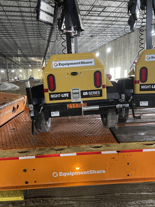 2022 Allmand NLV3GR (4) LED Light Fixture 350W, 23' Vertical Mast, 3kW Prime, Towable, Deep Sea L401, Leveling Jacks, Yanmar T4F 5.8hp