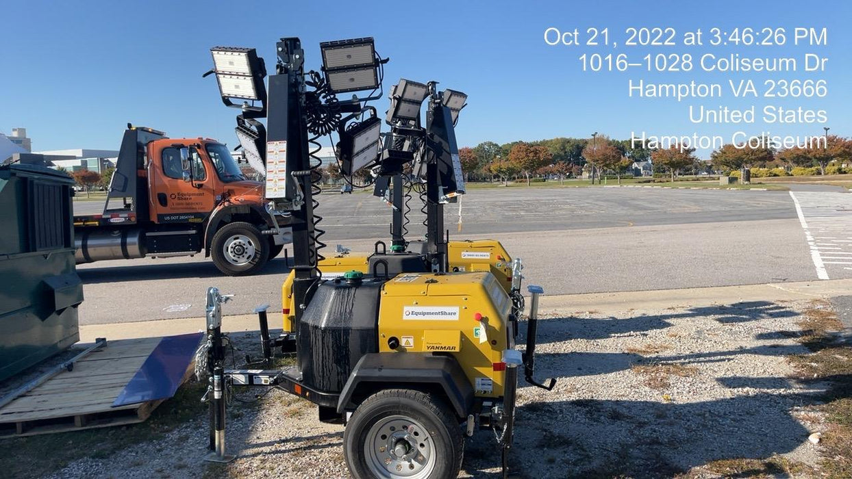 2022 Allmand NLV3GR (4) LED Light Fixture 350W, 23' Vertical Mast, 3kW Prime, Towable, ES Decals, T3